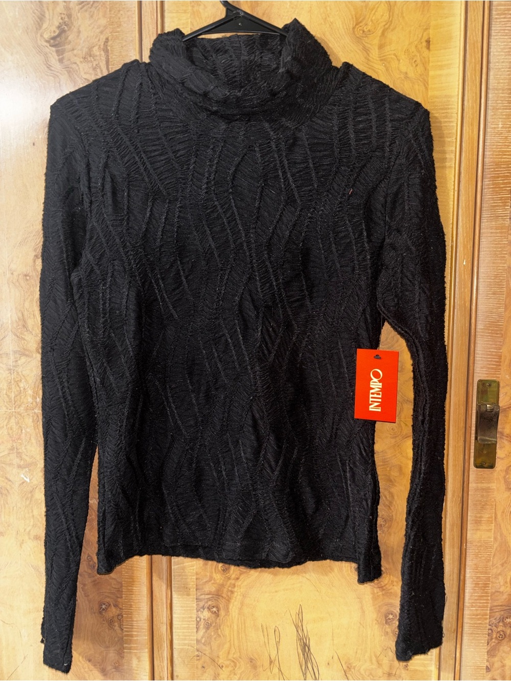 Black Textured Turtleneck Sweater size Small